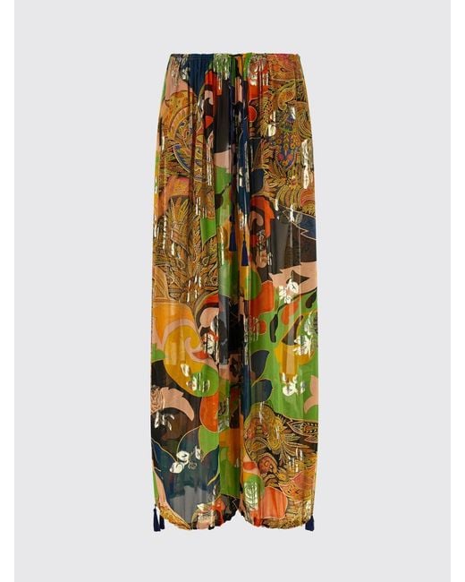 Etro Multicolor Printed Lamé Silk Wide-Leg Trousers