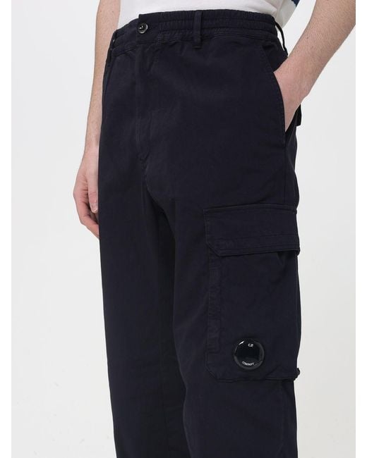 C P Company Blue Stretch Cotton Cargo Pants for men