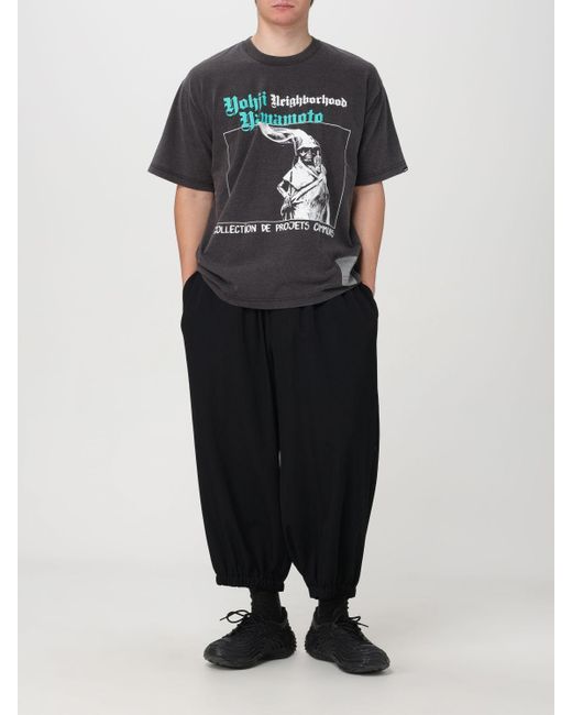 T-shirt in cotone con stampa di Yohji Yamamoto in Gray da Uomo