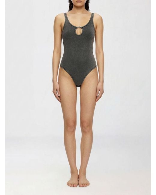 DIESEL Brown Maura-Dnm Ribbed One-Piece Swimsuit