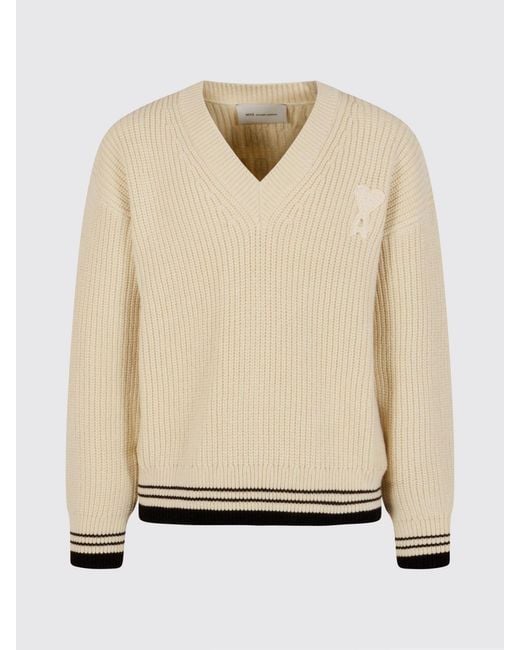 AMI Natural Wool And Cotton Sweater for men