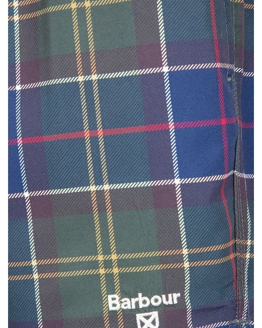 Barbour Blue Tartan Polyester Boxer Swimsuit for men