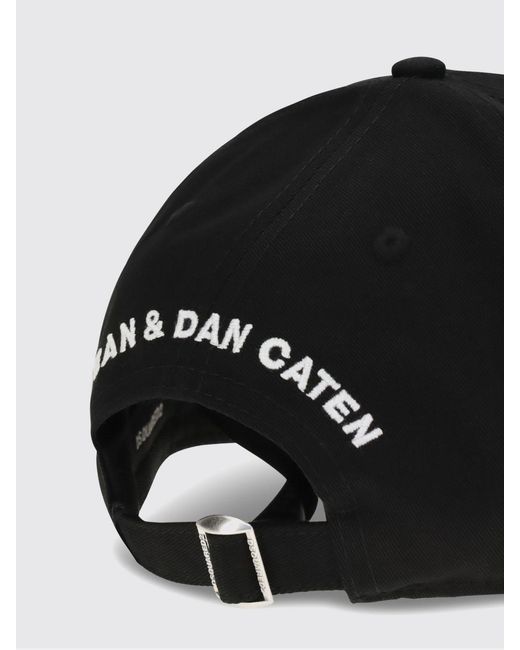 DSquared² Black Cotton Baseball Cap With Embroidered Logo for men