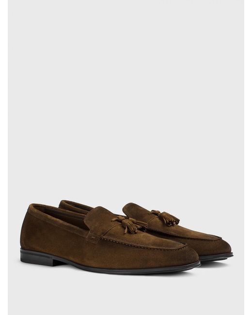 Doucal's Brown Suede Loafers With Tassels for men