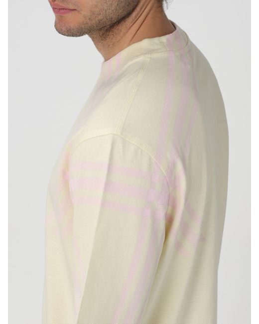 T-shirt di cotone con stampa check di Burberry in Natural da Uomo