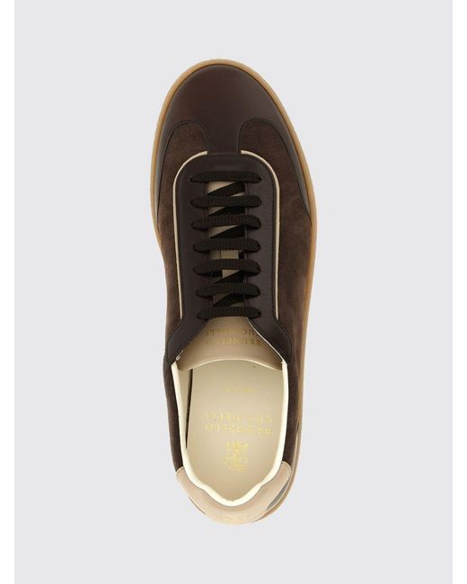 Brunello Cucinelli Brown Low Top Smooth And Suede Calfskin Sneakers for men