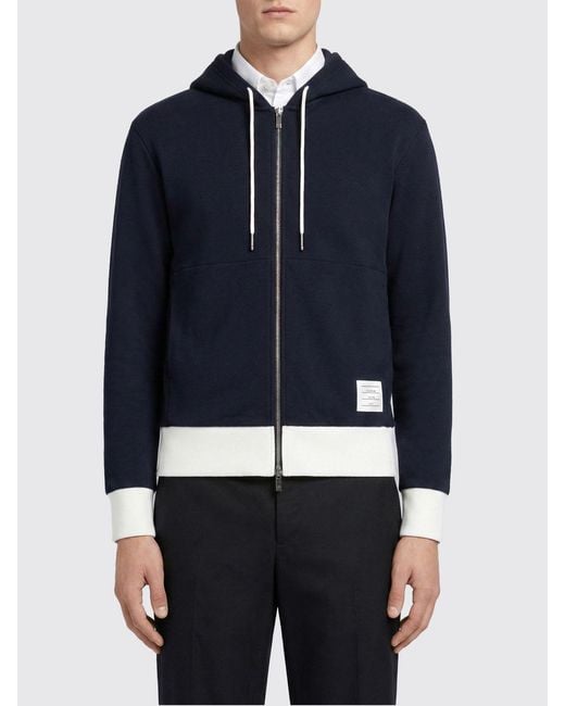 Thom Browne Blue Cotton Hoodie for men
