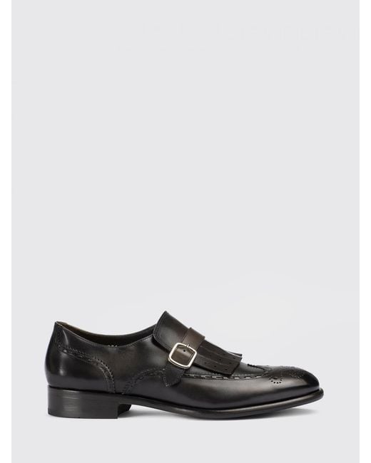 Doucal's White Leather Monk Strap Shoes With Brogue Detail for men