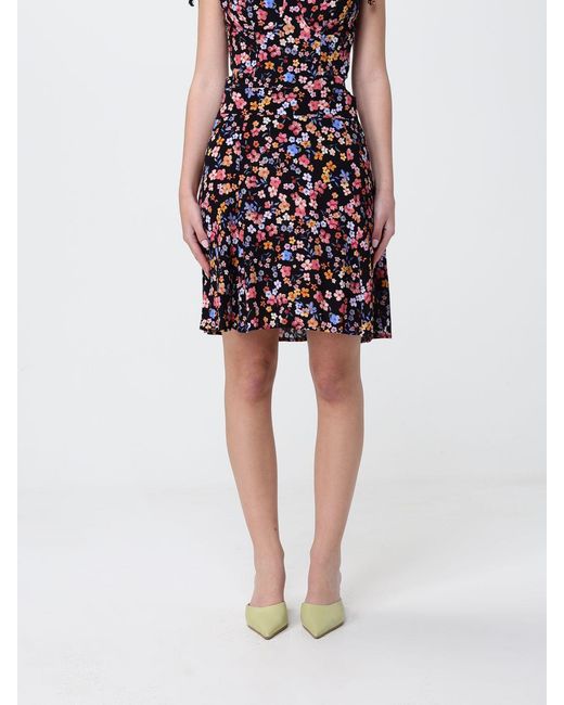 Mar De Margaritas Red Viscose Mini Skirt With Floral Print