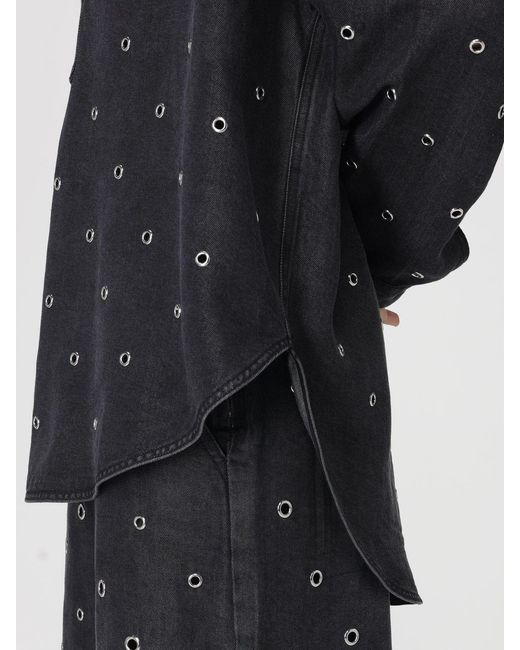 Pinko Gray Denim Blouse With Metal Eyelets