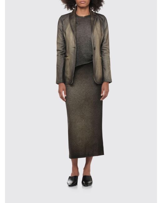 Avant Toi Green Wool And Cashmere Knit Midi Pencil Skirt With Elastic Waist
