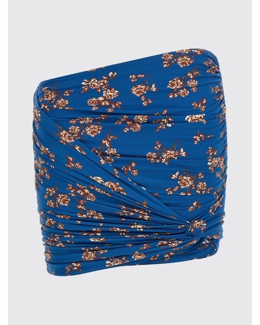 Magda Butrym Blue Mini Jersey Swimsuit With Floral Print