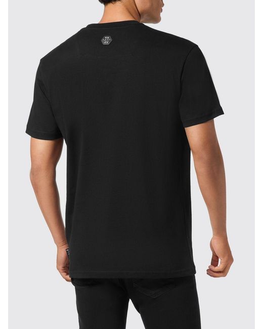 Philipp Plein Black Printed Cotton T-Shirt for men