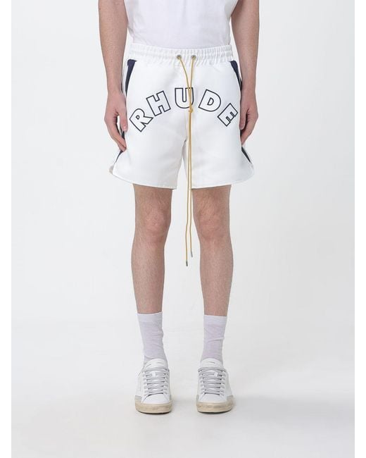 Rhude White Crêpe Jogging Shorts With Printed Logo for men