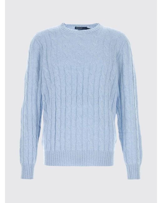 Polo Ralph Lauren Blue Cable-Knit Crewneck Jumper for men