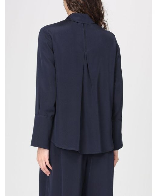Max Mara Blue Classic Stretch Silk Shirt