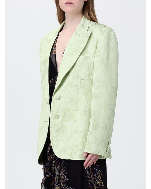 Etro Green Jacquard Viscose Single Breasted Blazer