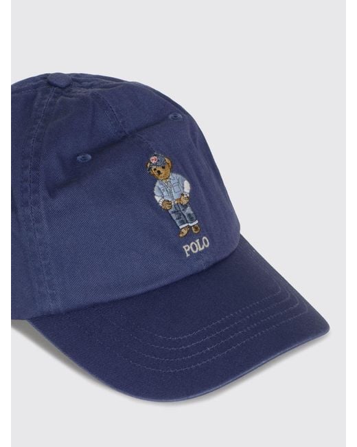 Polo Ralph Lauren Blue Cotton Hat With Embroidered Logo for men