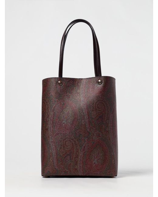 Etro Brown Essential Paisley Print Coated Cotton And Leather Bag for men