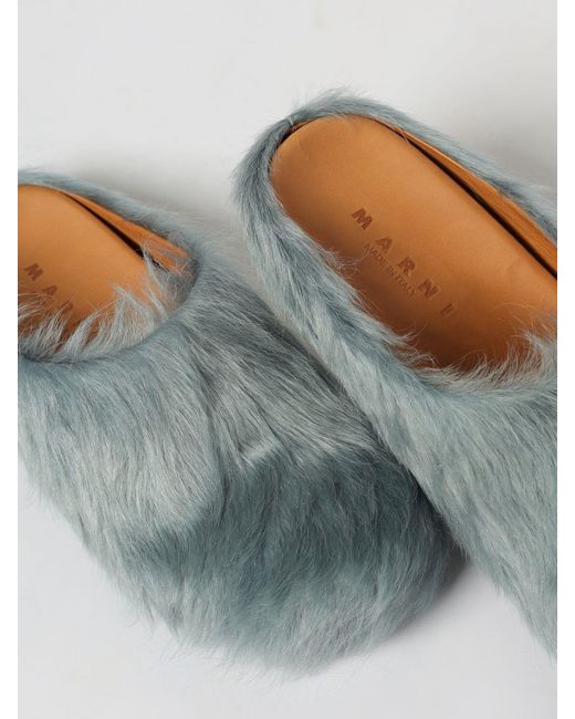 Marni Gray Fur Sabots for men