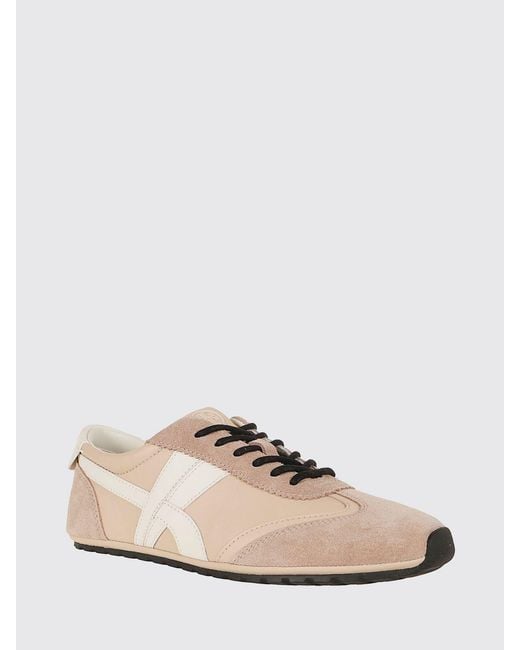 Tory Burch Pink Hank Field Low-Top Leather And Suede Sneakers With Bicolor Design