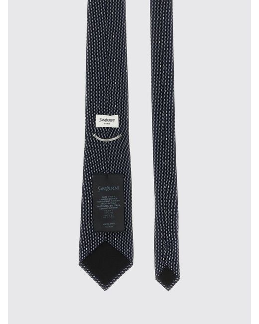 Saint Laurent White Printed Silk Tie for men