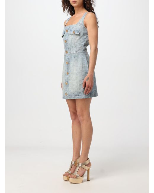 Balmain Blue Kleid Mit Monogramm
