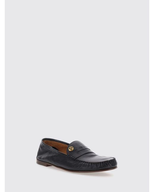 Versace White Grain Leather Penny Loafers With Medusa Plaque for men