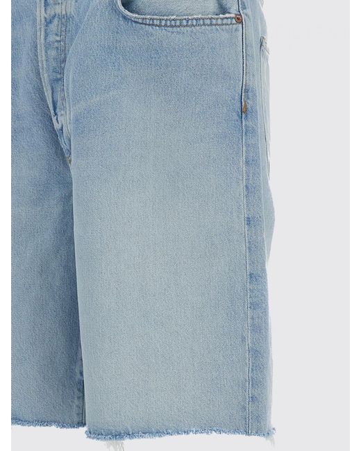 Agolde Blue Knee-Length Denim Shorts With Five-Pocket Design for men