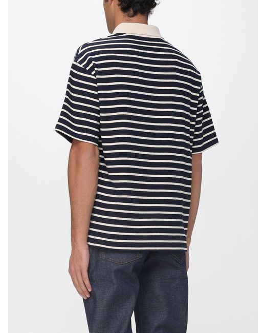 A.P.C. Blue Striped Organic Cotton Polo Shirt for men