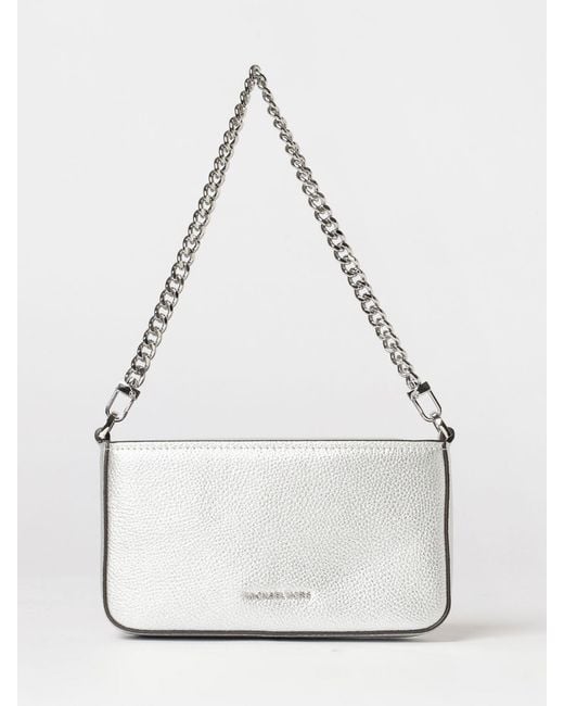 Michael Kors White Bryant Small Laminated Grained Leather Pouch