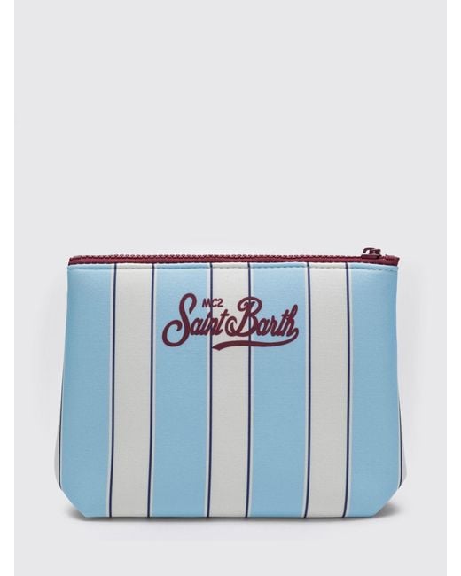 Mc2 Saint Barth Blue Aline Striped Polyester Pouch for men