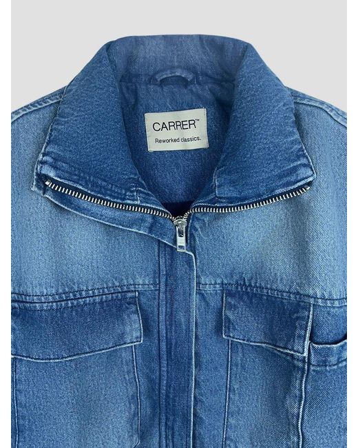 Carrera Blue Barrau Cotton Bomber Jacket With High Neck And Concealed Closure for men