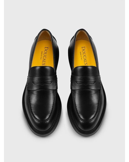 Doucal's Black Leather Loafers