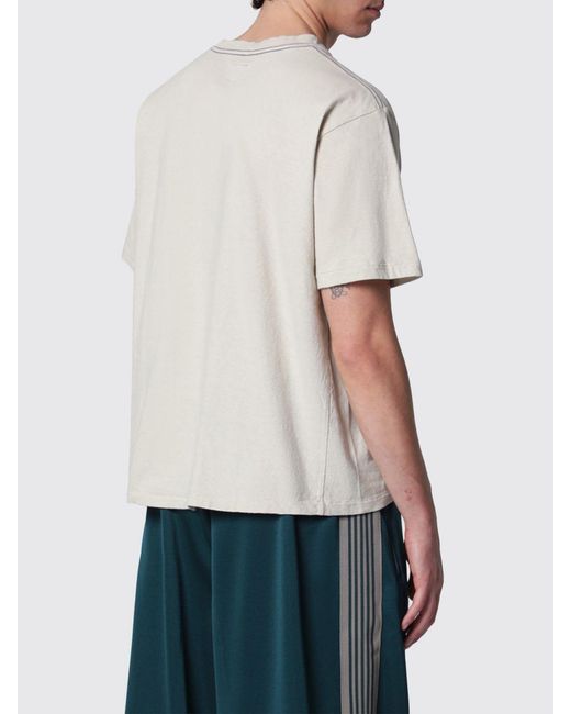 Needles Natural Relaxed Fit Cotton T-Shirt With Embroidered Butterfly On The Chest for men