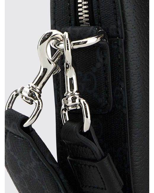 Gucci Black Embossed Calfskin Camera Bag With Logo And Removable Strap for men
