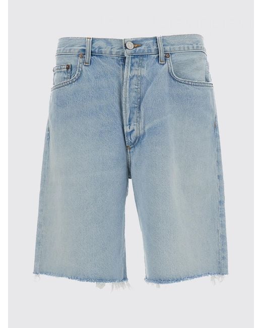 Agolde Blue Knee-Length Denim Shorts With Five-Pocket Design for men