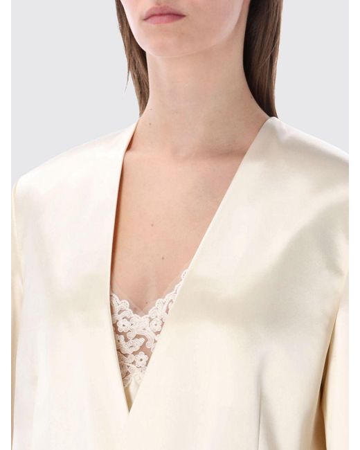 Alberta Ferretti Natural Double-Breasted Satin Blazer