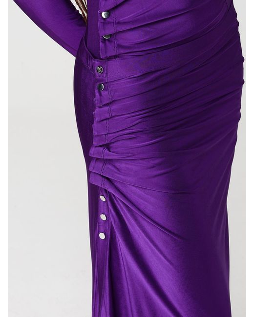 Rabanne Purple Satin Midi Skirt