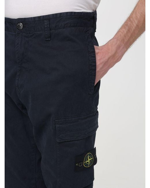 Stone Island Blue Cotton Cargo Trousers for men