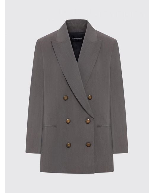 Giorgio Armani Gray Silk Double Breasted Blazer