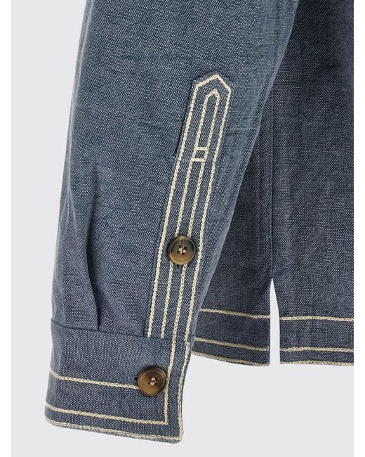 Isabel Marant Blue Embroidered Cotton Rudy Overshirt for men