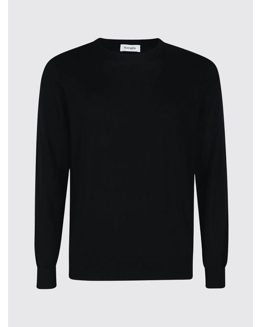 Kangra Black Long-Sleeved Pure Cotton Crewneck Sweater for men