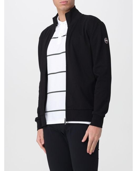Colmar Black Cotton Zip-Up Sweatshirt for men