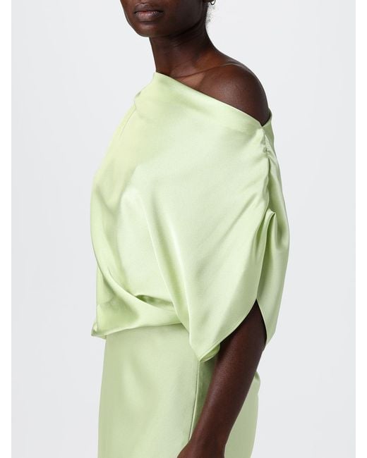 Hanita Green Satin Draped Dress