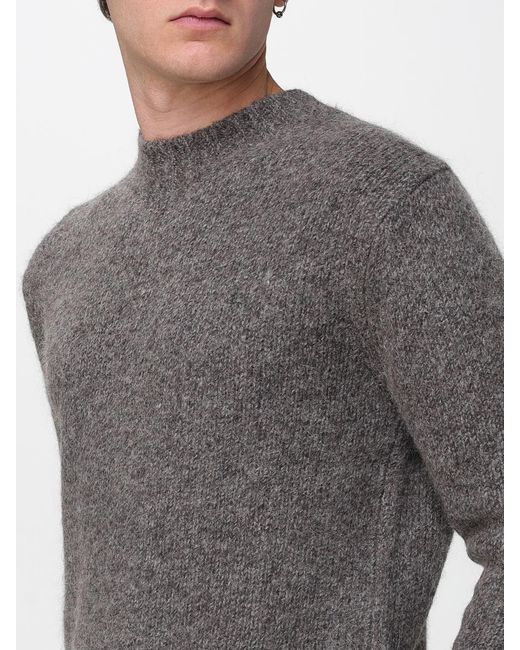 Emporio Armani Gray Wool-Blend Stockinette-Knit Sweater for men