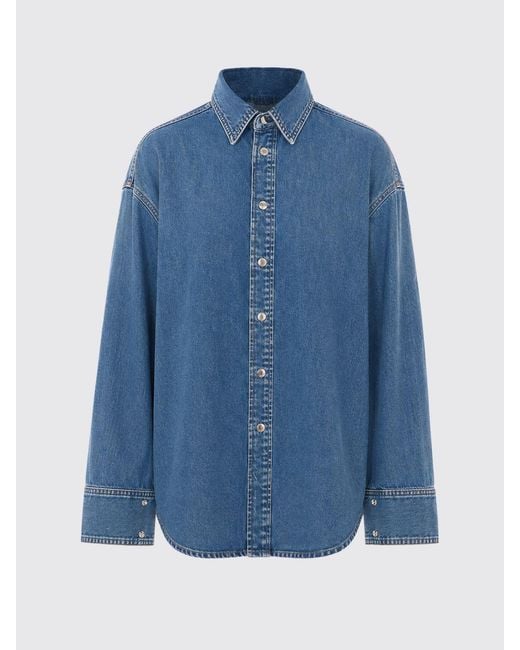Haikure Blue Relaxed Fit Denim Shirt With Dropped Shoulders And Contrast Stitching