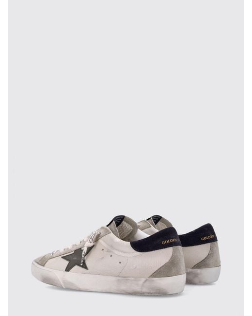 Golden Goose Deluxe Brand White Super-Star Distressed Cowhide Leather Sneakers With Contrast Logo for men