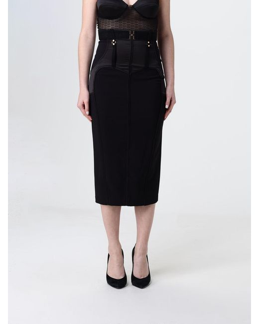 Elisabetta Franchi Black Jersey Midi Skirt