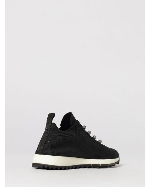 Jimmy Choo Black Veles Stretch Jersey Sneakers With Embroidered Sequins